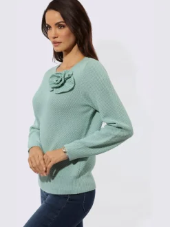 Pull à manches longues en mélange de laine avec application florale