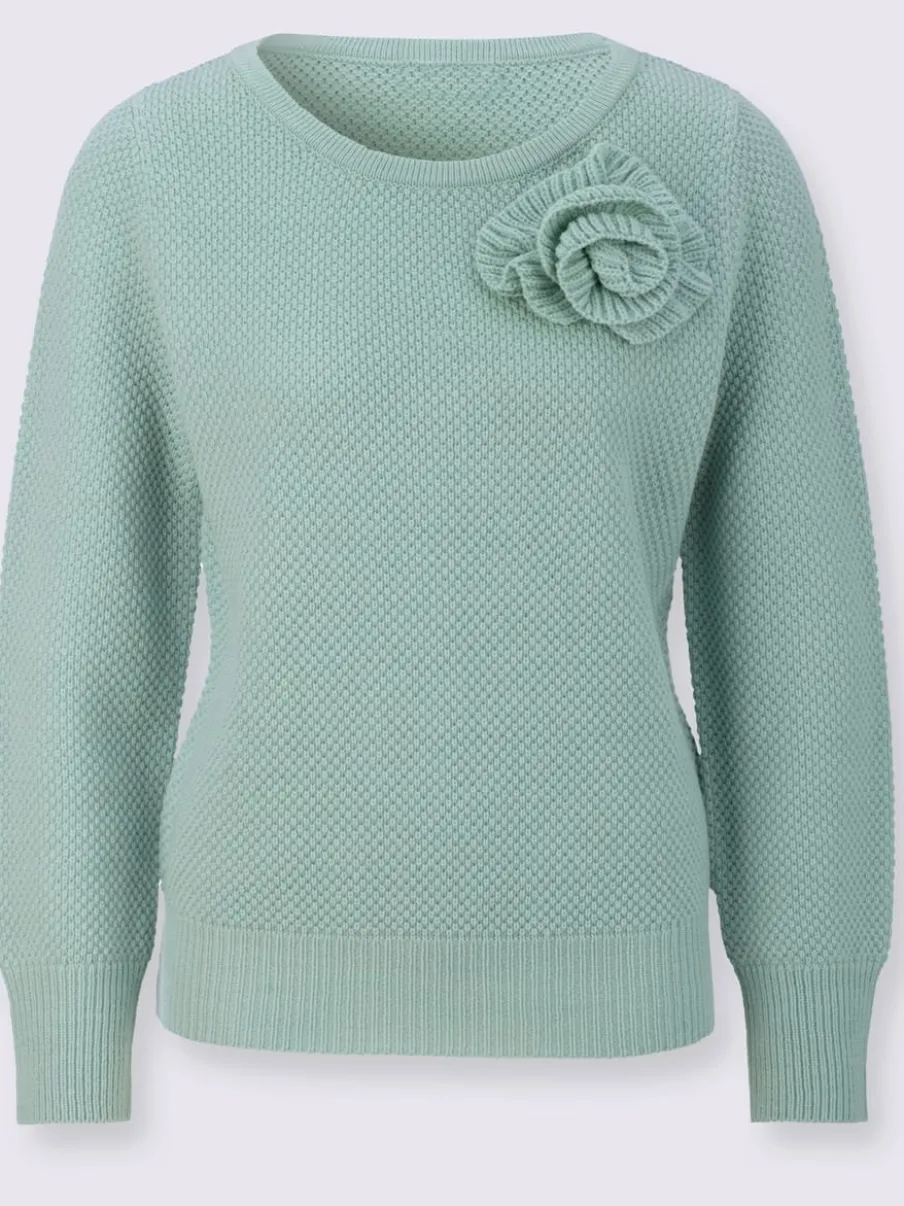 Pull à manches longues en mélange de laine avec application florale