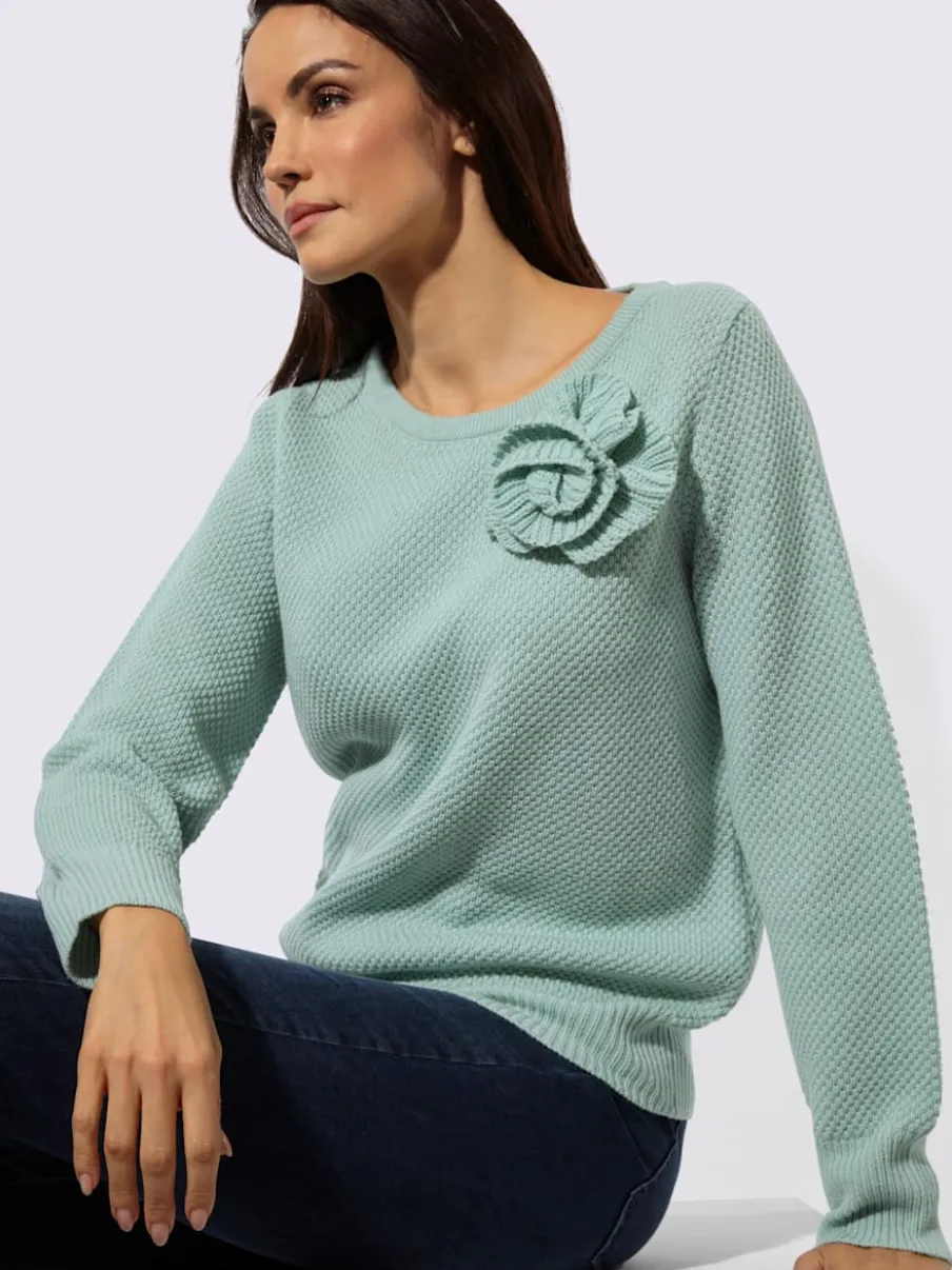 Pull à manches longues en mélange de laine avec application florale