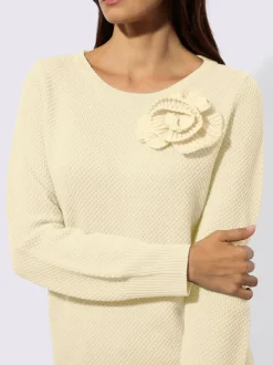 Pull à manches longues en mélange de laine avec application florale