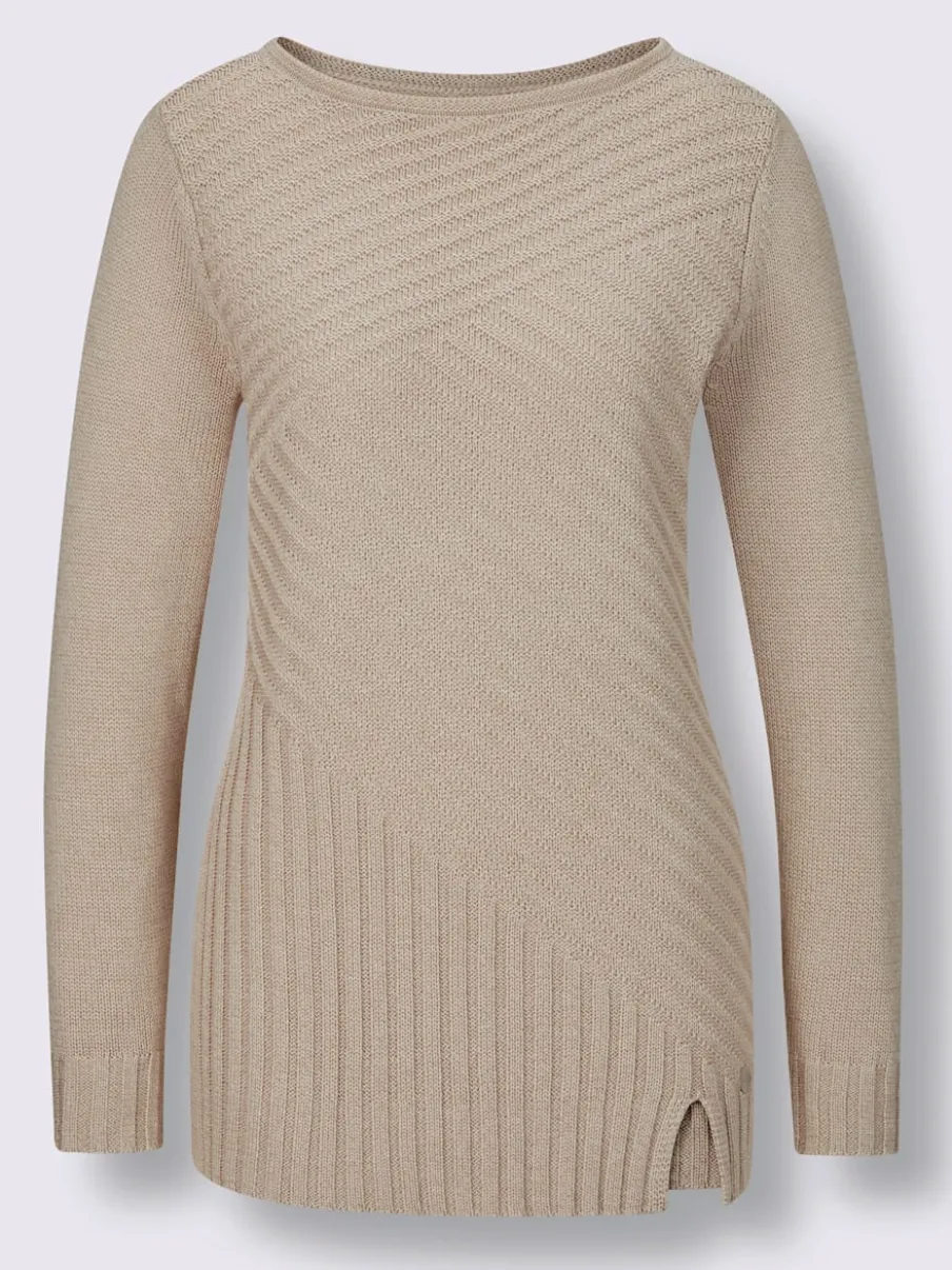 Pull à manches longues en mélange coton lyocell chiné