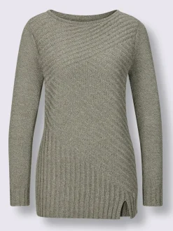 Pull à manches longues en mélange coton lyocell chiné