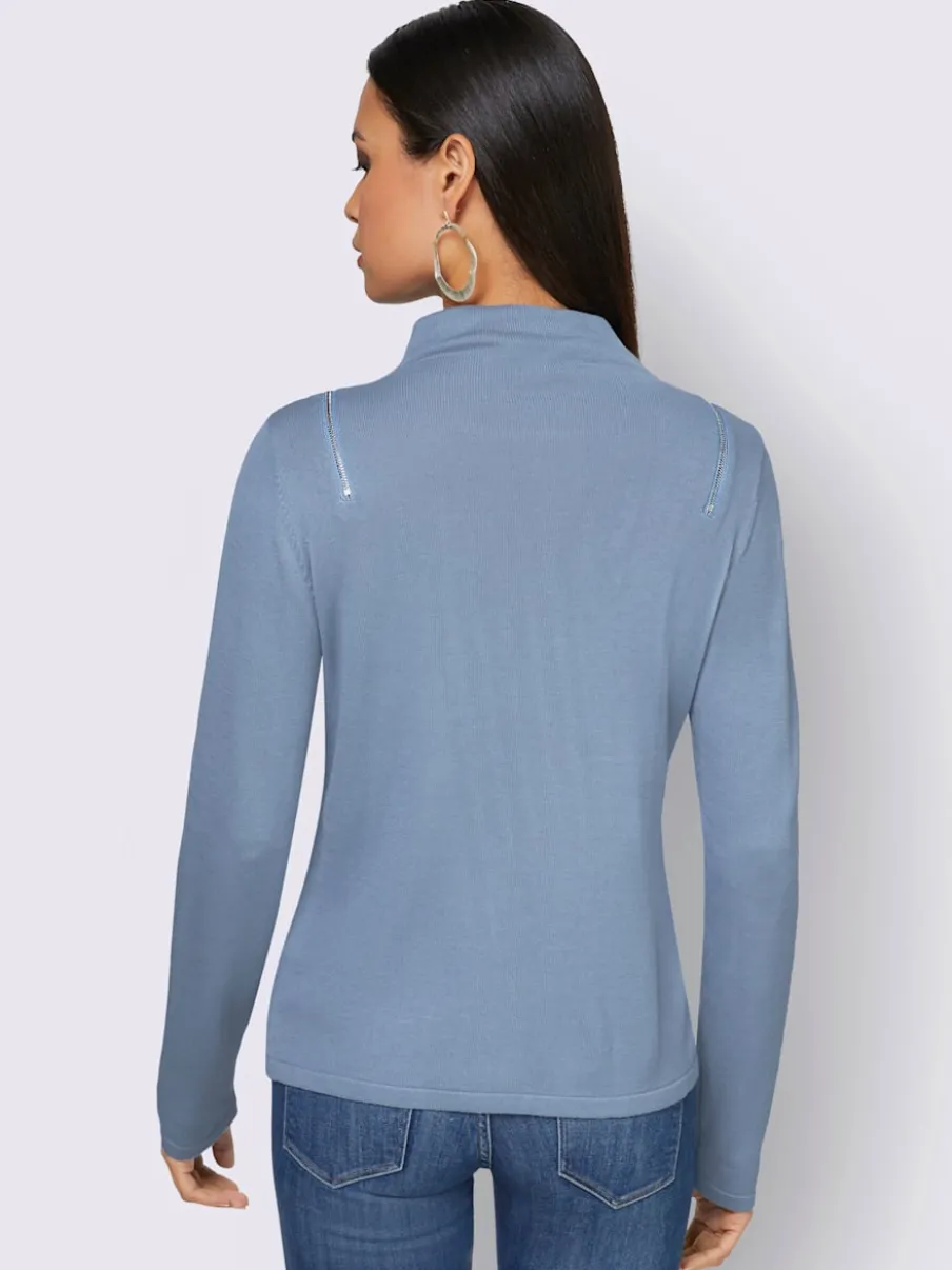 Pull à manches longues en tricot fin avec col montant