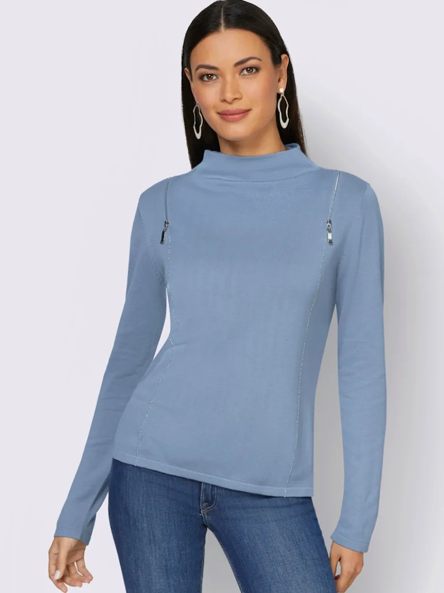 Pull à manches longues en tricot fin avec col montant