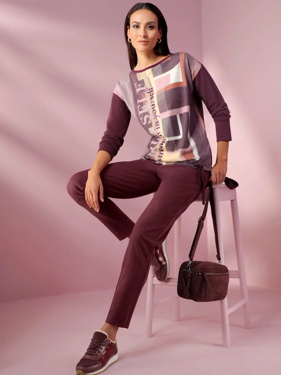 Pull à manches longues imprimé tricot tendance