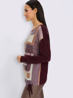 Pull à manches longues imprimé tricot tendance