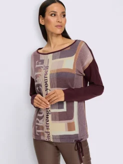Pull à manches longues imprimé tricot tendance