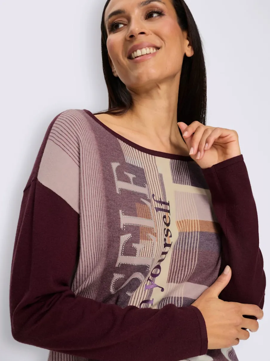 Pull à manches longues imprimé tricot tendance