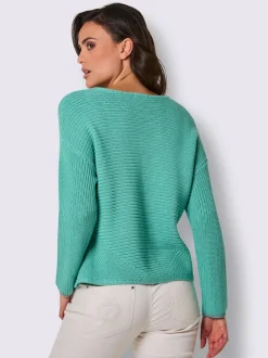Pull à manches longues mélange coton et lyocell de qualité