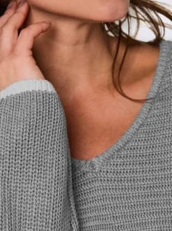 Pull à manches longues mélange coton et lyocell de qualité
