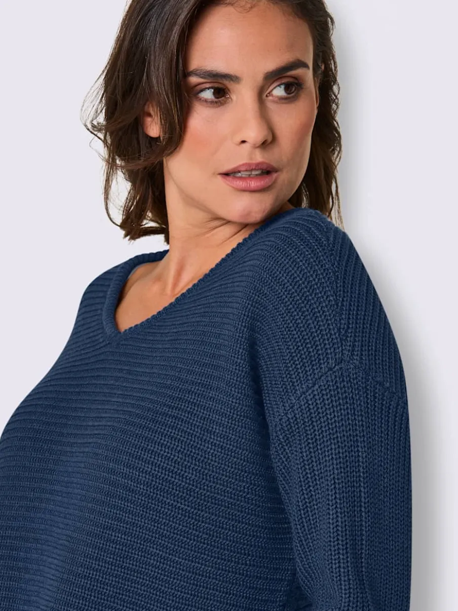 Pull à manches longues mélange coton et lyocell de qualité