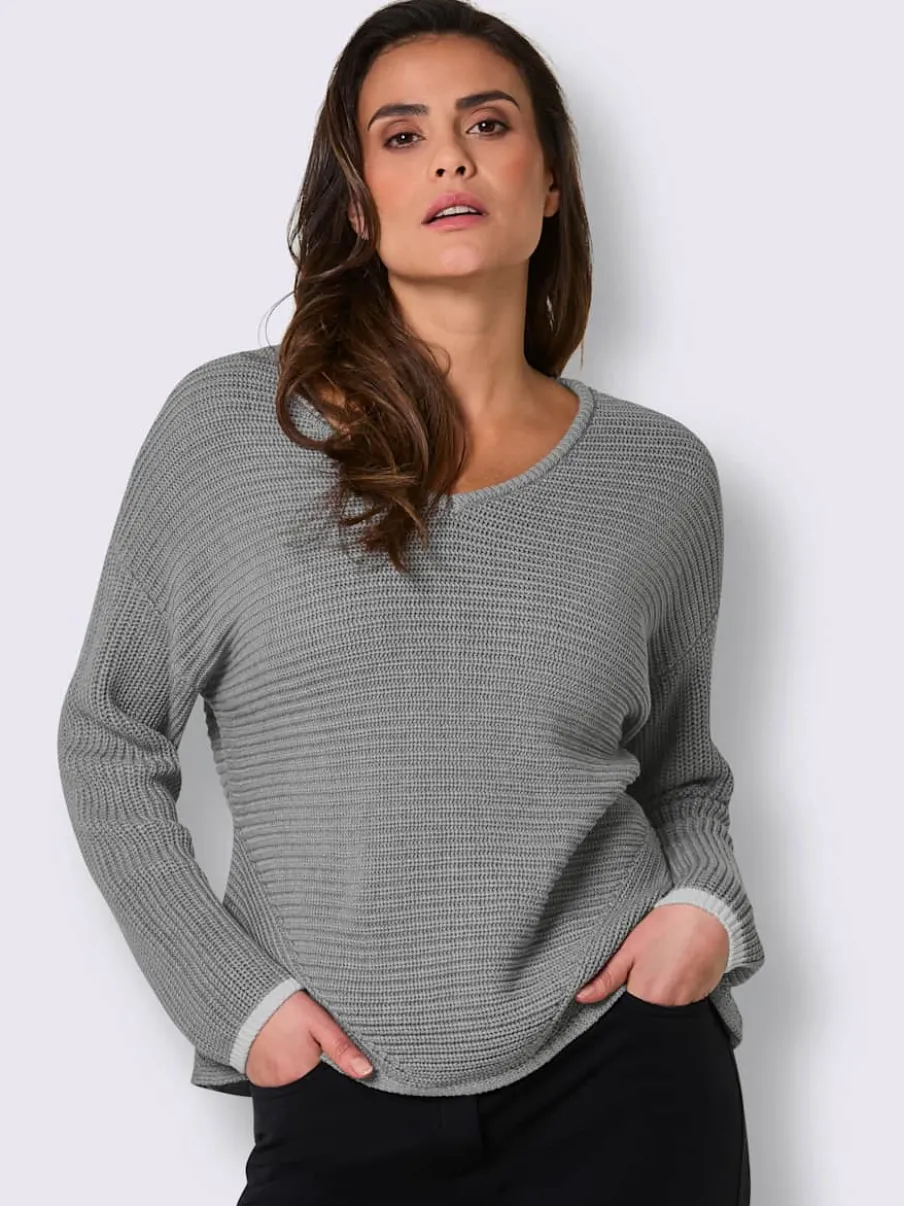 Pull à manches longues mélange coton et lyocell de qualité