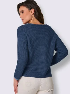 Pull à manches longues mélange coton et lyocell de qualité