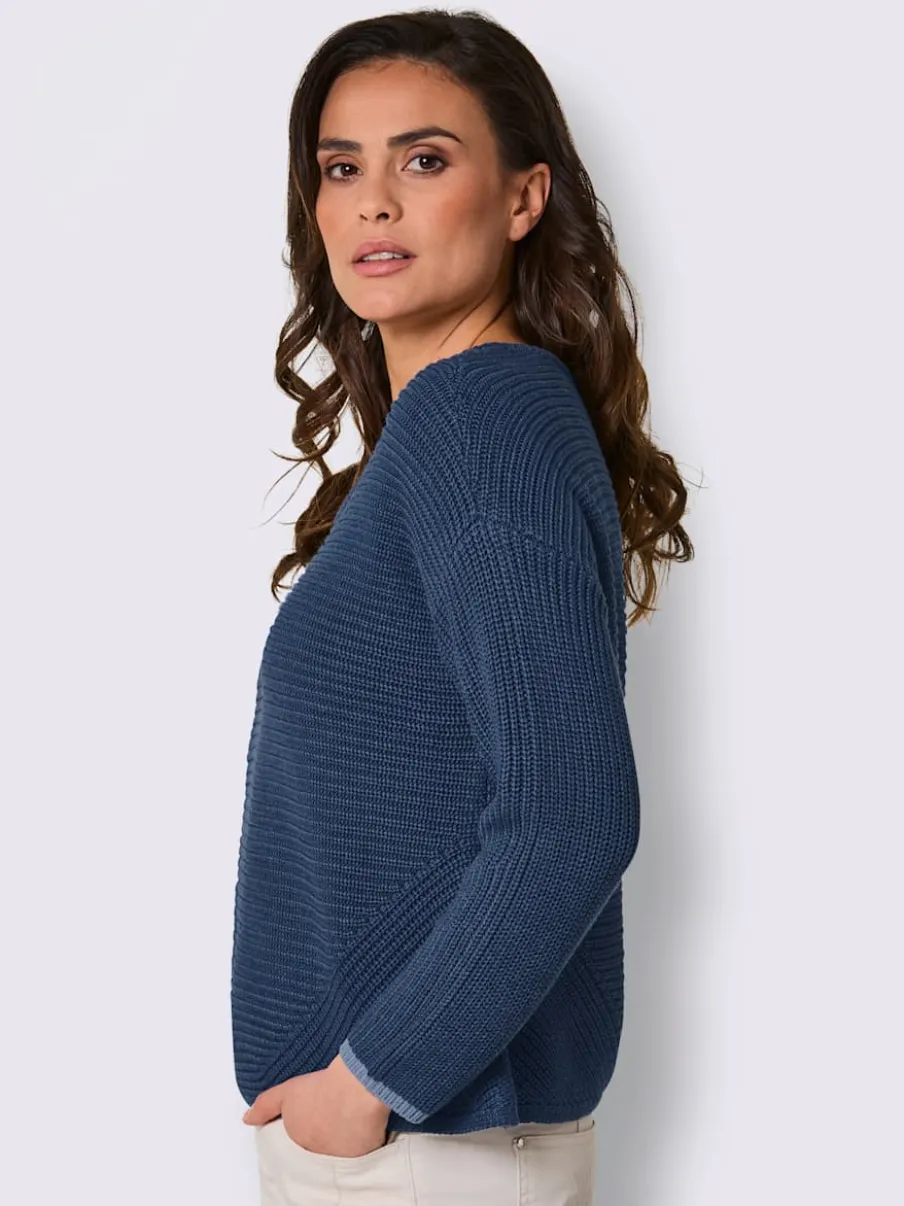 Pull à manches longues mélange coton et lyocell de qualité