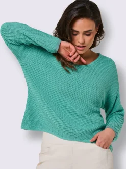 Pull à manches longues mélange coton et lyocell de qualité