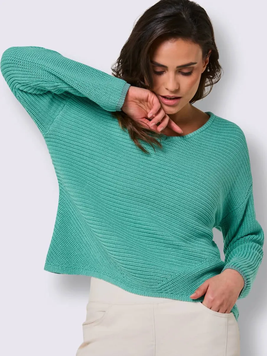 Pull à manches longues mélange coton et lyocell de qualité