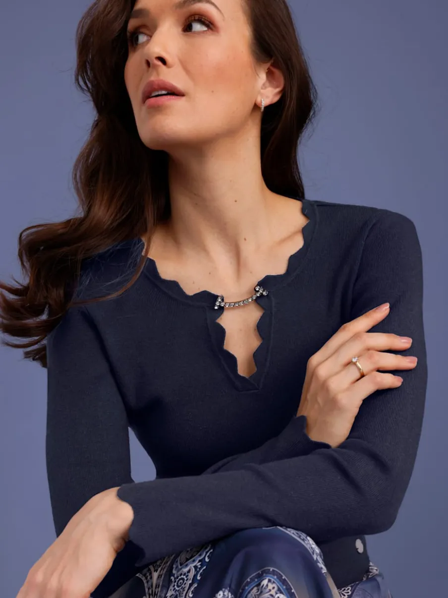 Pull à manches longues mélange de soie et viscose de qualité