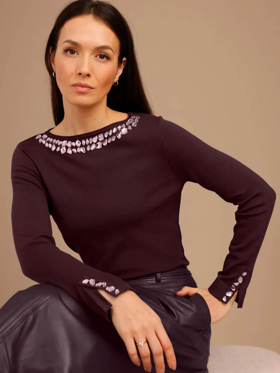 Pull à manches longues mélange de lyocell et de viscose de qualité