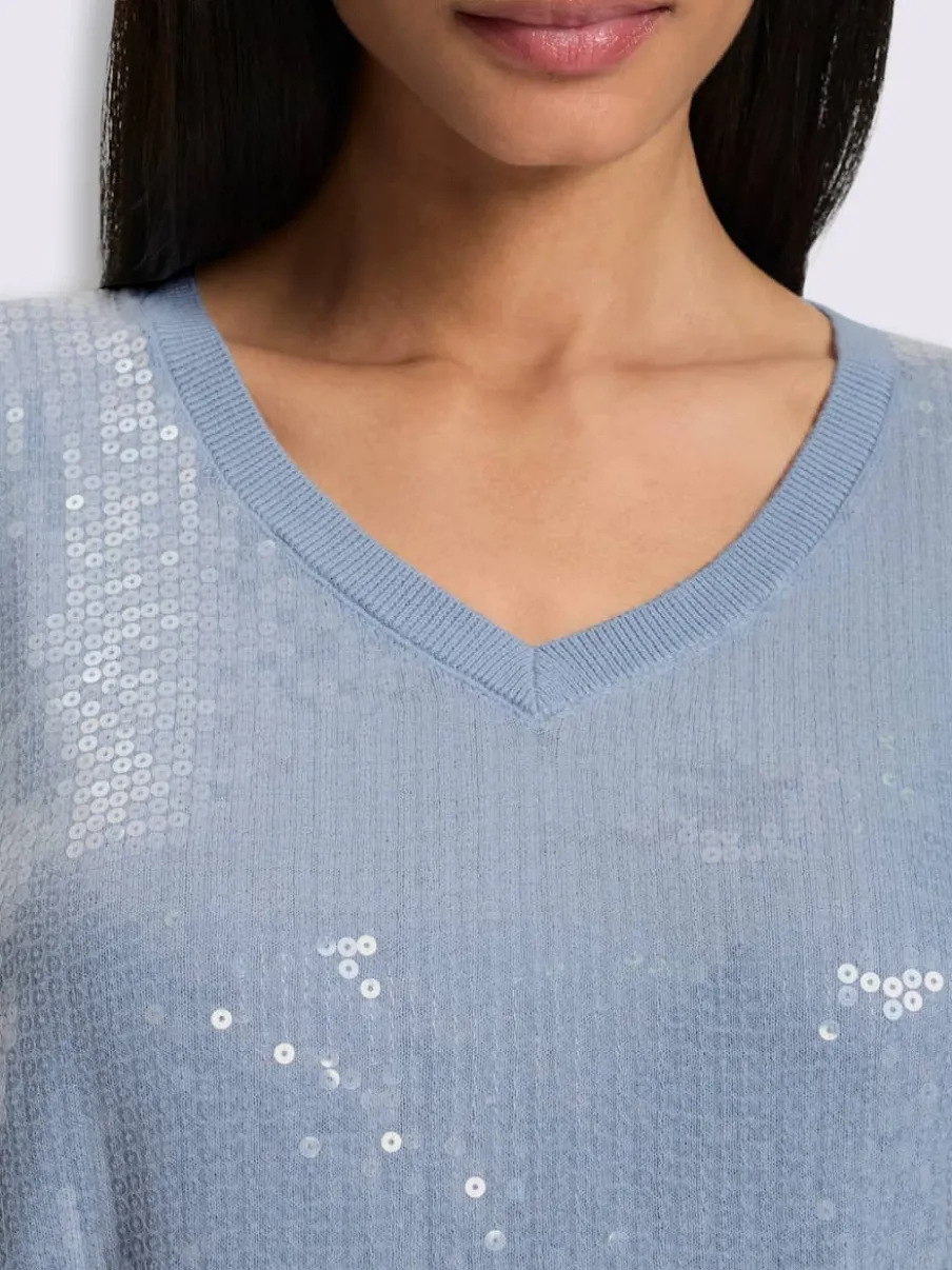 Pull à manches longues orné de paillettes brillantes