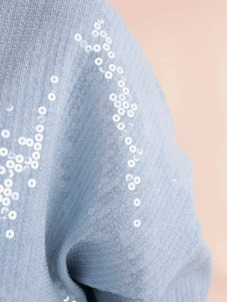 Pull à manches longues orné de paillettes brillantes