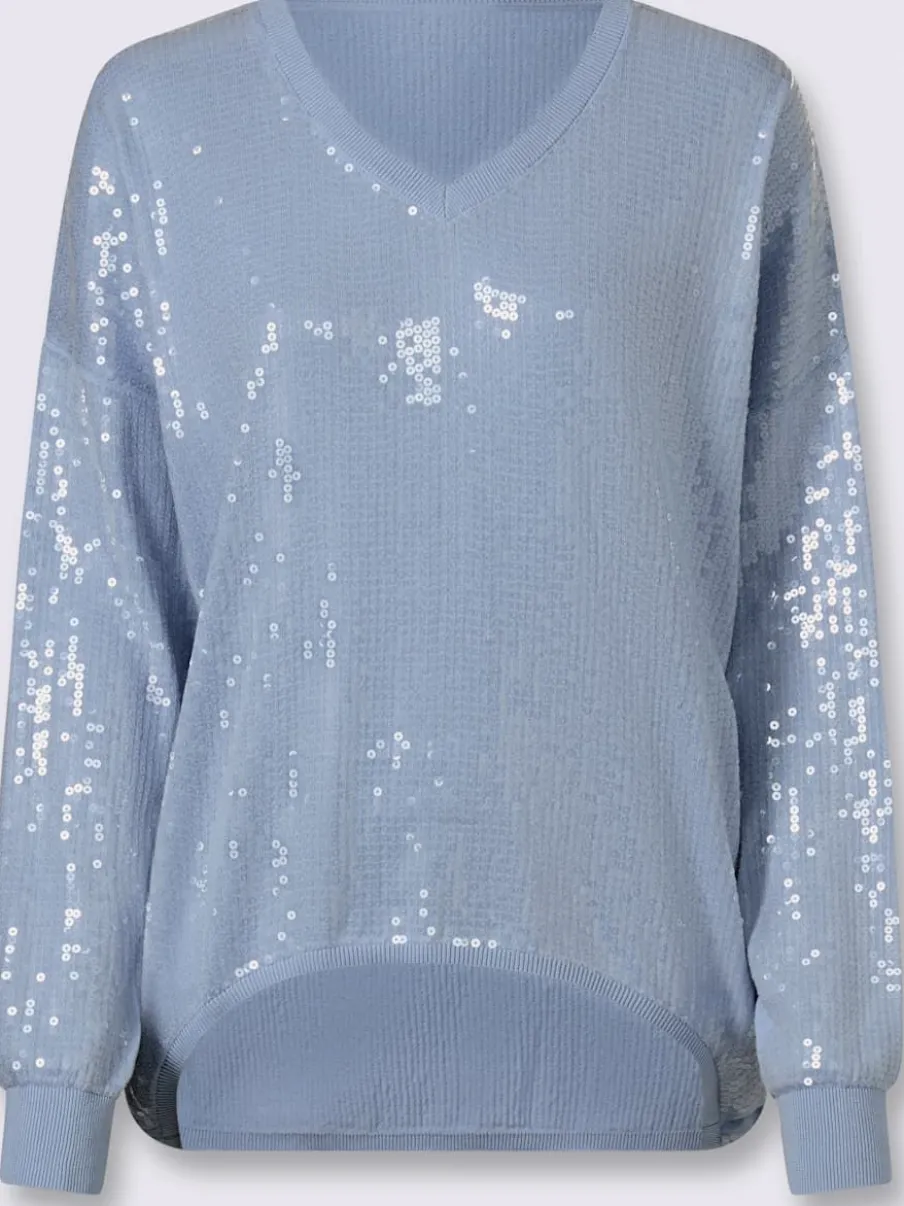 Pull à manches longues orné de paillettes brillantes