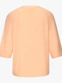 Pull à manches mi-longues encolure ronde avec bords-côtes tricotés