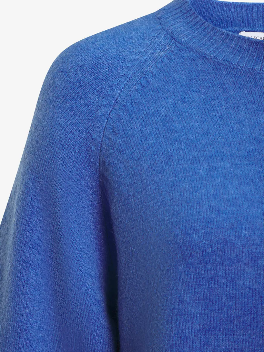 Pull à manches mi-longues encolure ronde avec bords-côtes tricotés