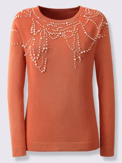 Pull à manches raglan en modal avec perles décoratives