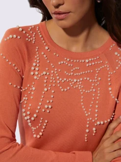 Pull à manches raglan en modal avec perles décoratives