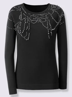 Pull à manches raglan en modal avec perles décoratives
