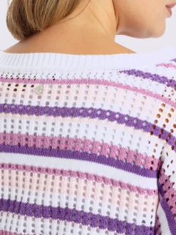 Pull à manches 3/4 tricot ajouré