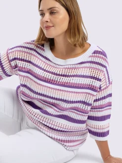 Pull à manches 3/4 tricot ajouré