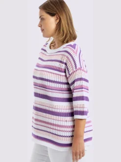 Pull à manches 3/4 tricot ajouré
