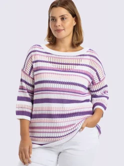 Pull à manches 3/4 tricot ajouré