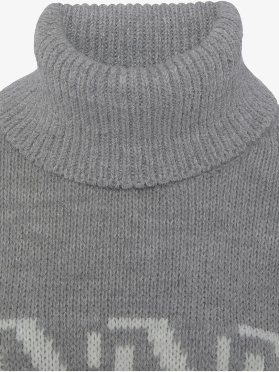 Pull norvégien à grand col roulé avec motifs tricotés et manches longues
