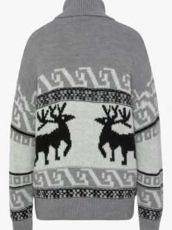 Pull norvégien à grand col roulé avec motifs tricotés et manches longues