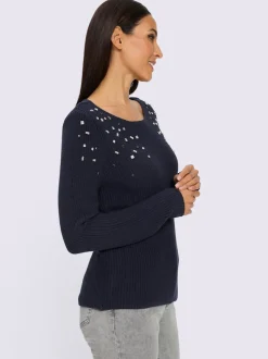 Pull pierres brillantes fantaisie devant