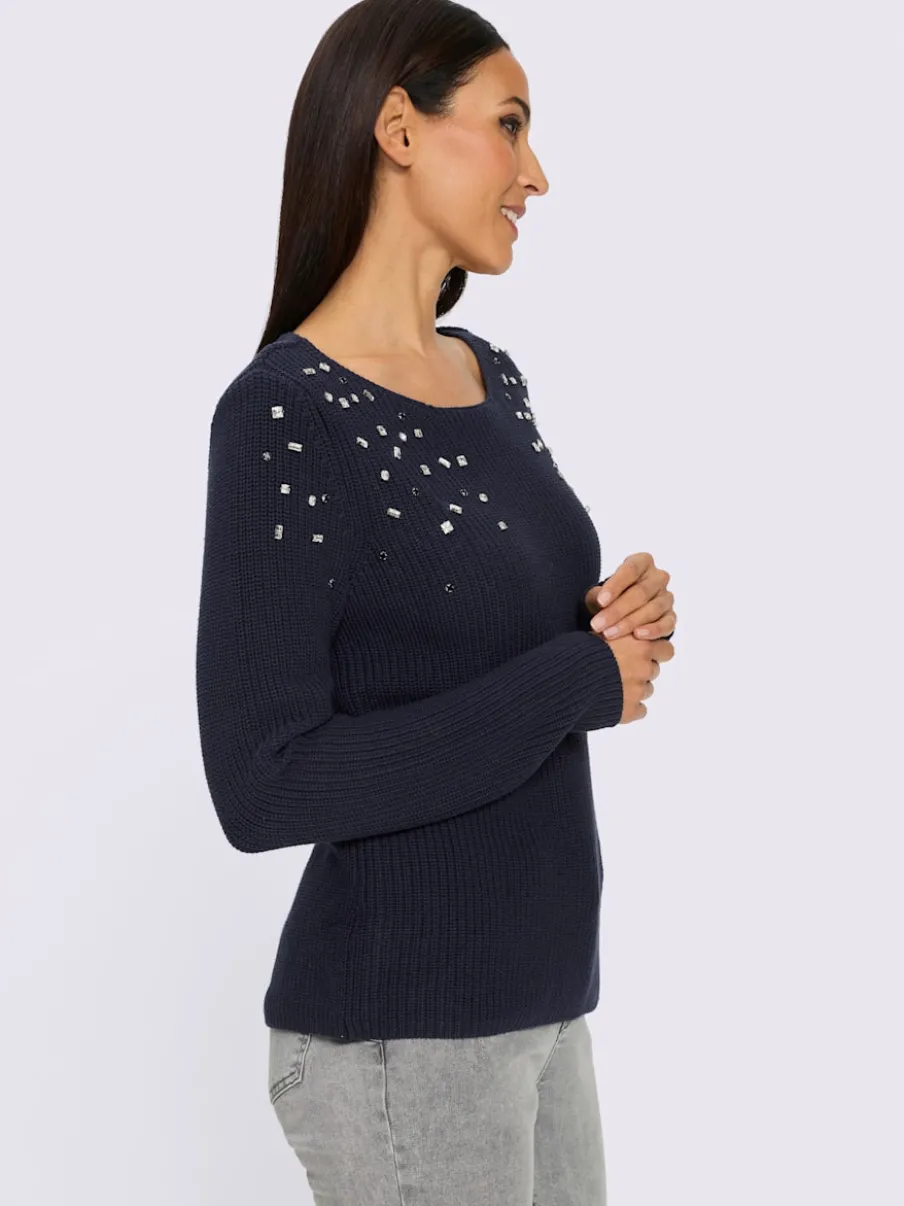 Pull pierres brillantes fantaisie devant
