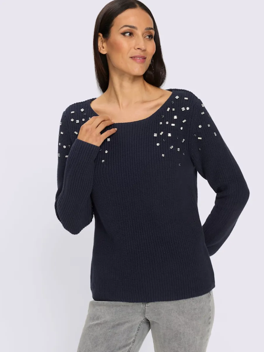 Pull pierres brillantes fantaisie devant