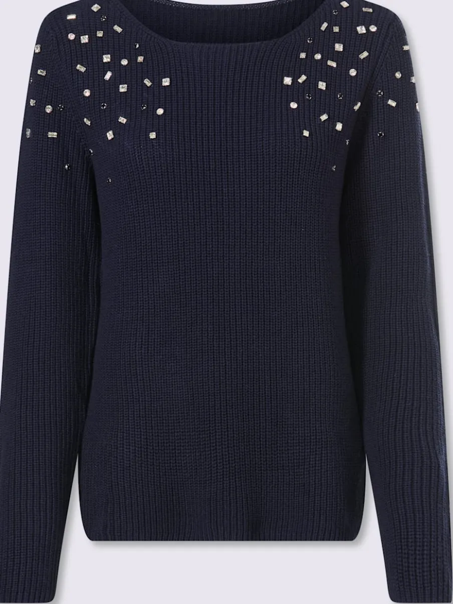 Pull pierres brillantes fantaisie devant