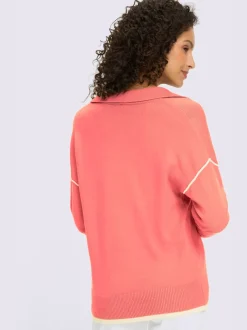 Pull polo avec col ouvert et manches longues en viscose ECOVERO