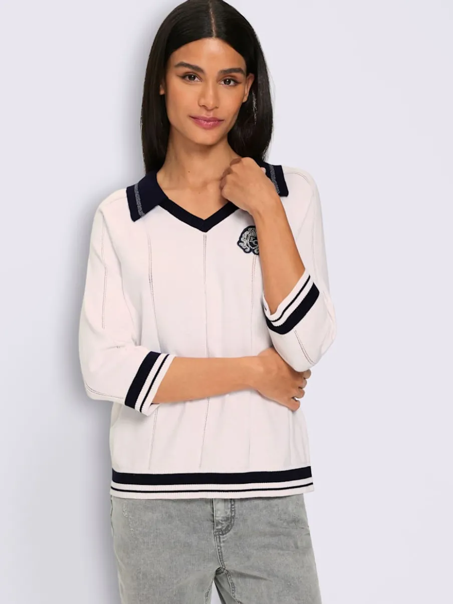 Pull polo col polo avec encolure en v