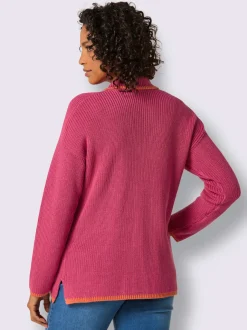 Pull polo en lyocell et coton avec col polo et manches longues