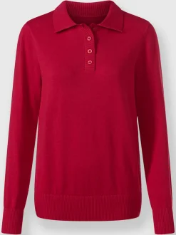 Pull polo en tricot fin à manches longues côtelées