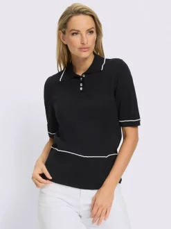 Pull polo à patte de boutonnage et boutons brillants