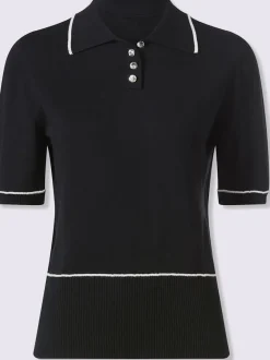 Pull polo à patte de boutonnage et boutons brillants