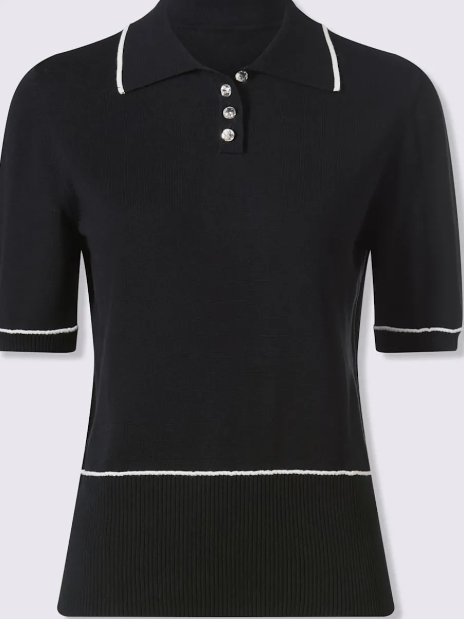 Pull polo à patte de boutonnage et boutons brillants