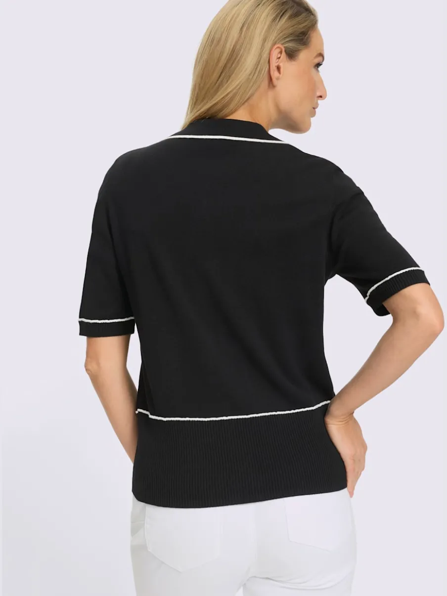 Pull polo à patte de boutonnage et boutons brillants
