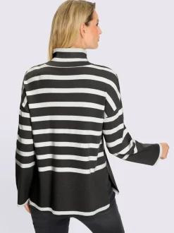 Pull à rayures avec col montant et manches longues