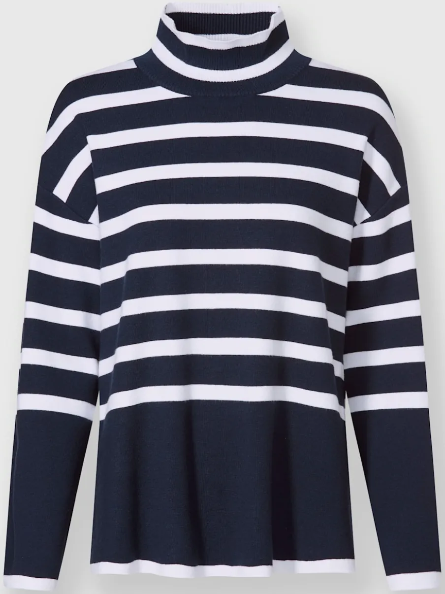 Pull à rayures avec col montant et manches longues